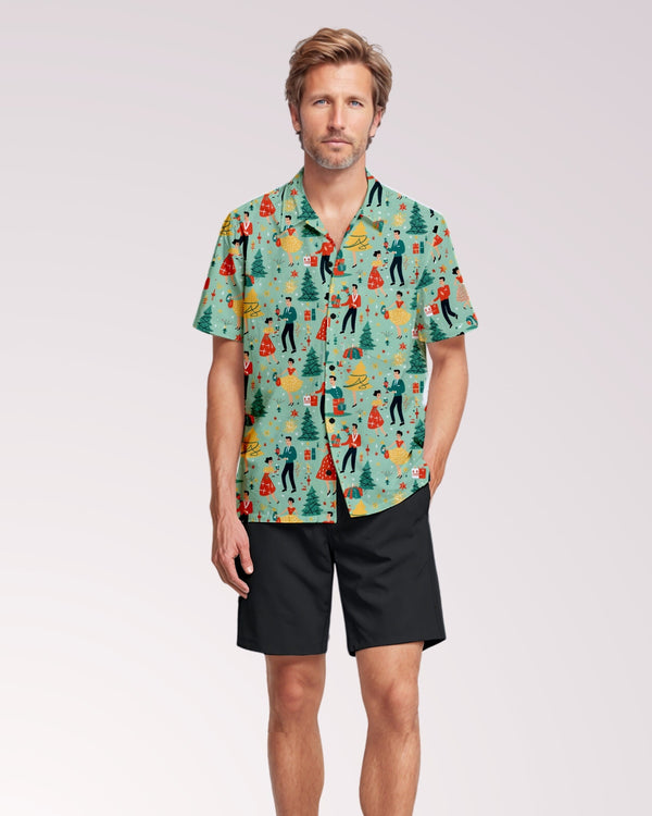 Vintage Christmas Mens Cabana Shirt