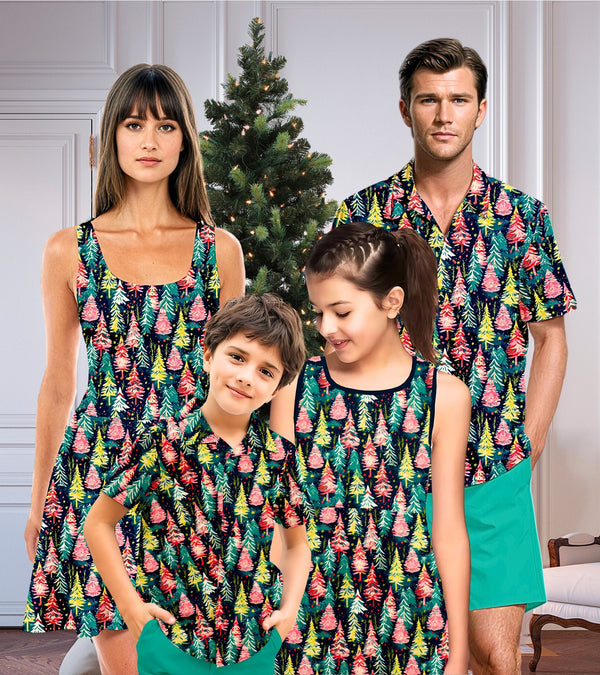 Family Matching Outfits for Christmas Party, Christmas Tree Holiday Shirt, Mommy and Me Dress, Father and Son Shirt