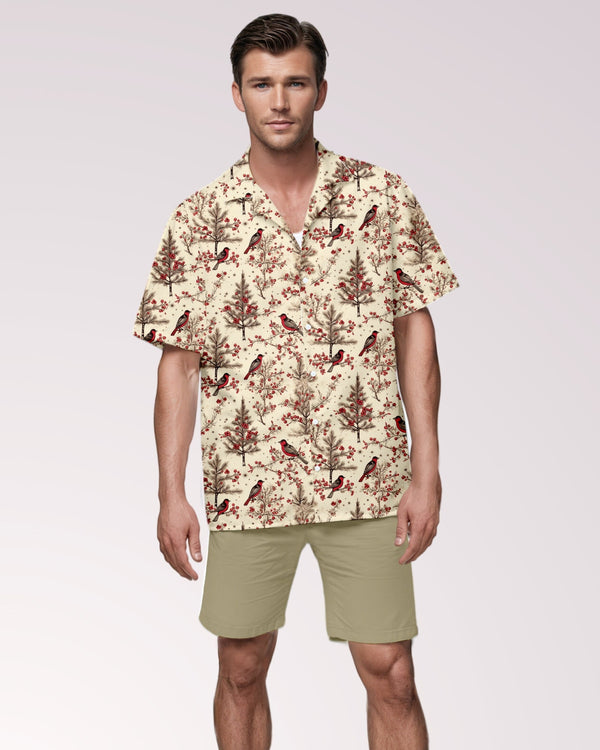 Vintage Christmas Floral Mens Cabana Shirt