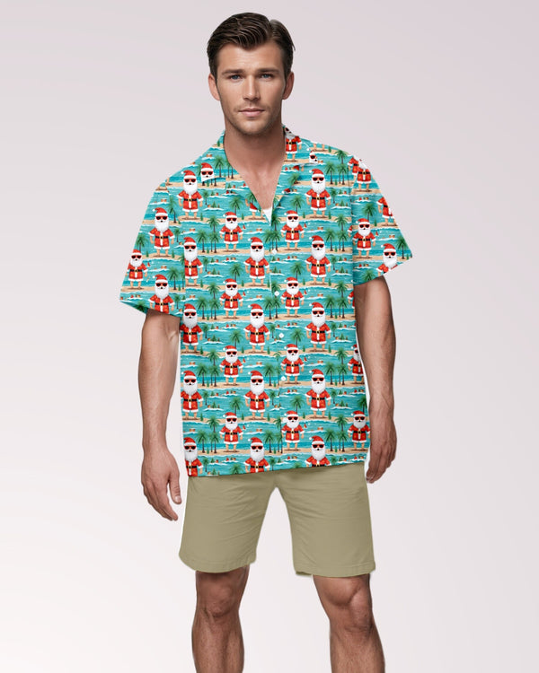 Tropical Santa Mens Cabana Shirt