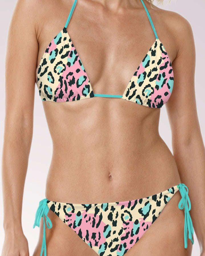 Pastel Animal Print Bikini - Cute 2 Piece Swimsuit Set Woman for Summer Beach Vacay String Bikini Bathing Suit