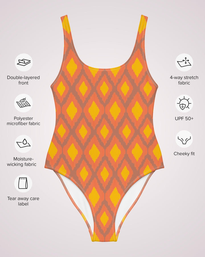 Womens One Piece Swimsuit Boho Geometric Print