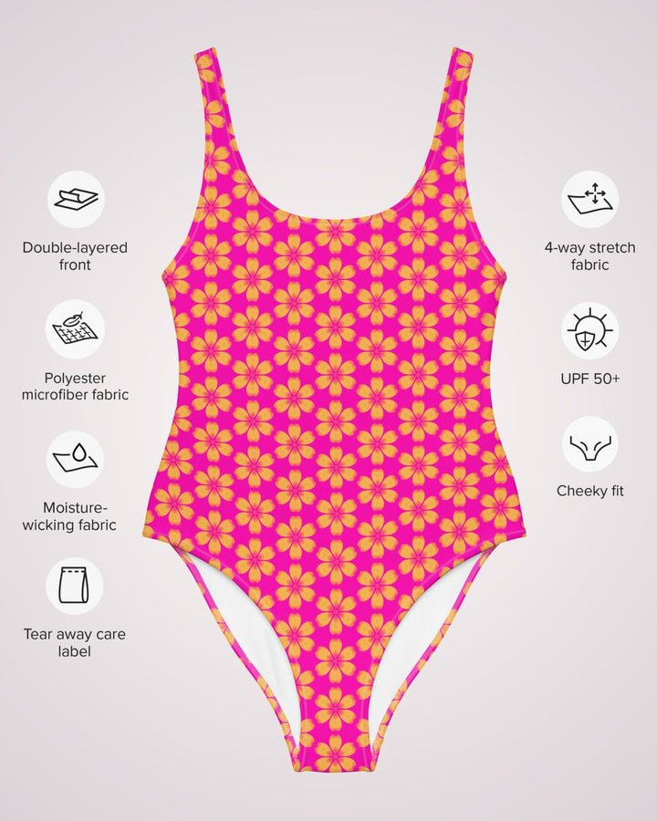 Womens One Piece Swimsuit - Tropical Hawaiian Print