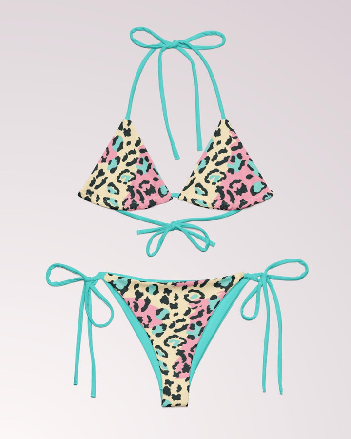 Pastel Animal Print Bikini - Cute 2 Piece Swimsuit Set Woman for Summer Beach Vacay String Bikini Bathing Suit