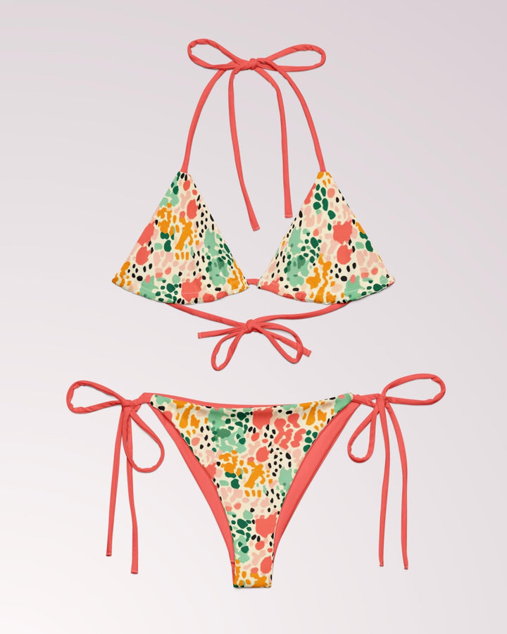 Colorful Abstract Bikini - Cute 2 Piece Swimsuit Set Woman for Summer Beach Vacay String Bikini Bathing Suit