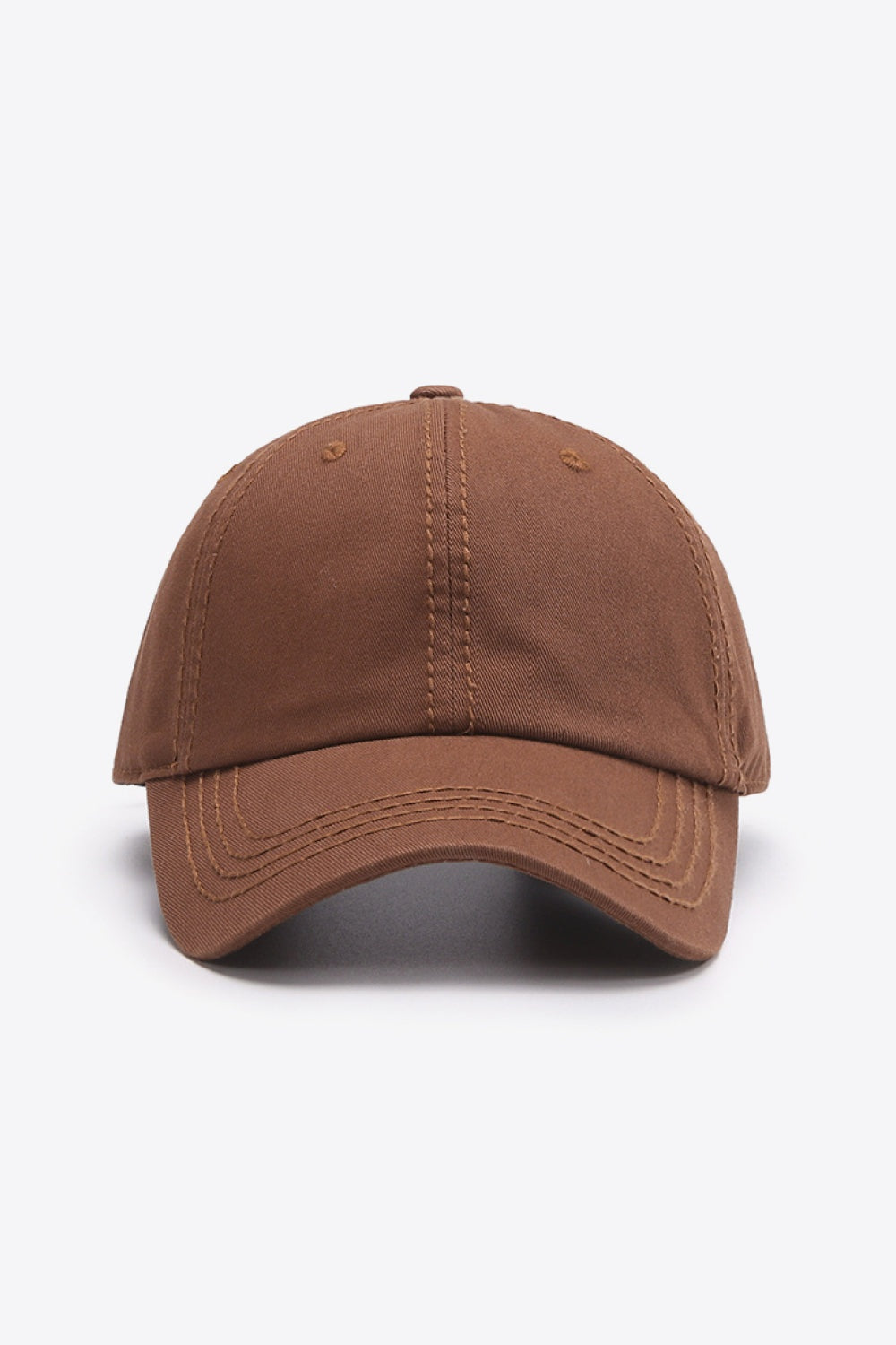 The In A Pretty World baseball cap features a solid brown softly structured crown, curved brim, and neatly defined tonal stitching.