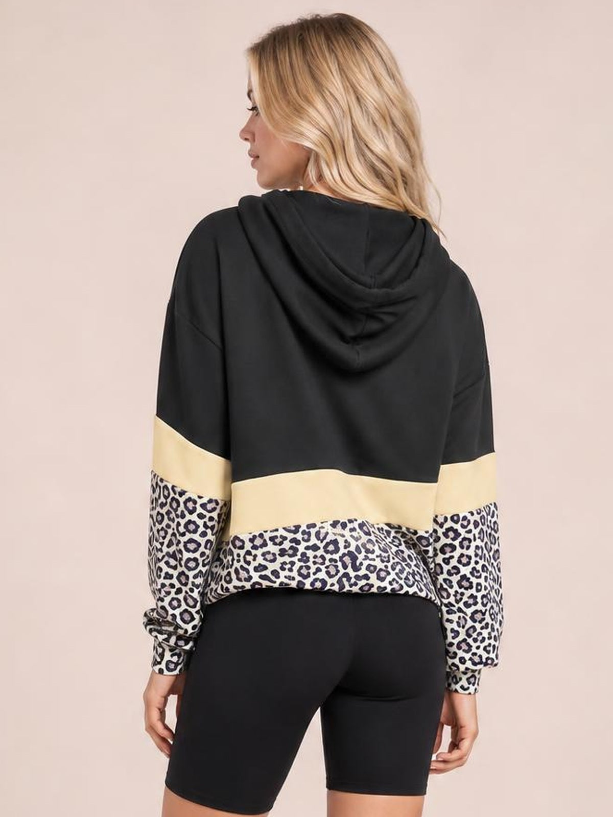 Leopard Color Block Hoodie · Rule Full Body - Back View · Full / Three-Quarter