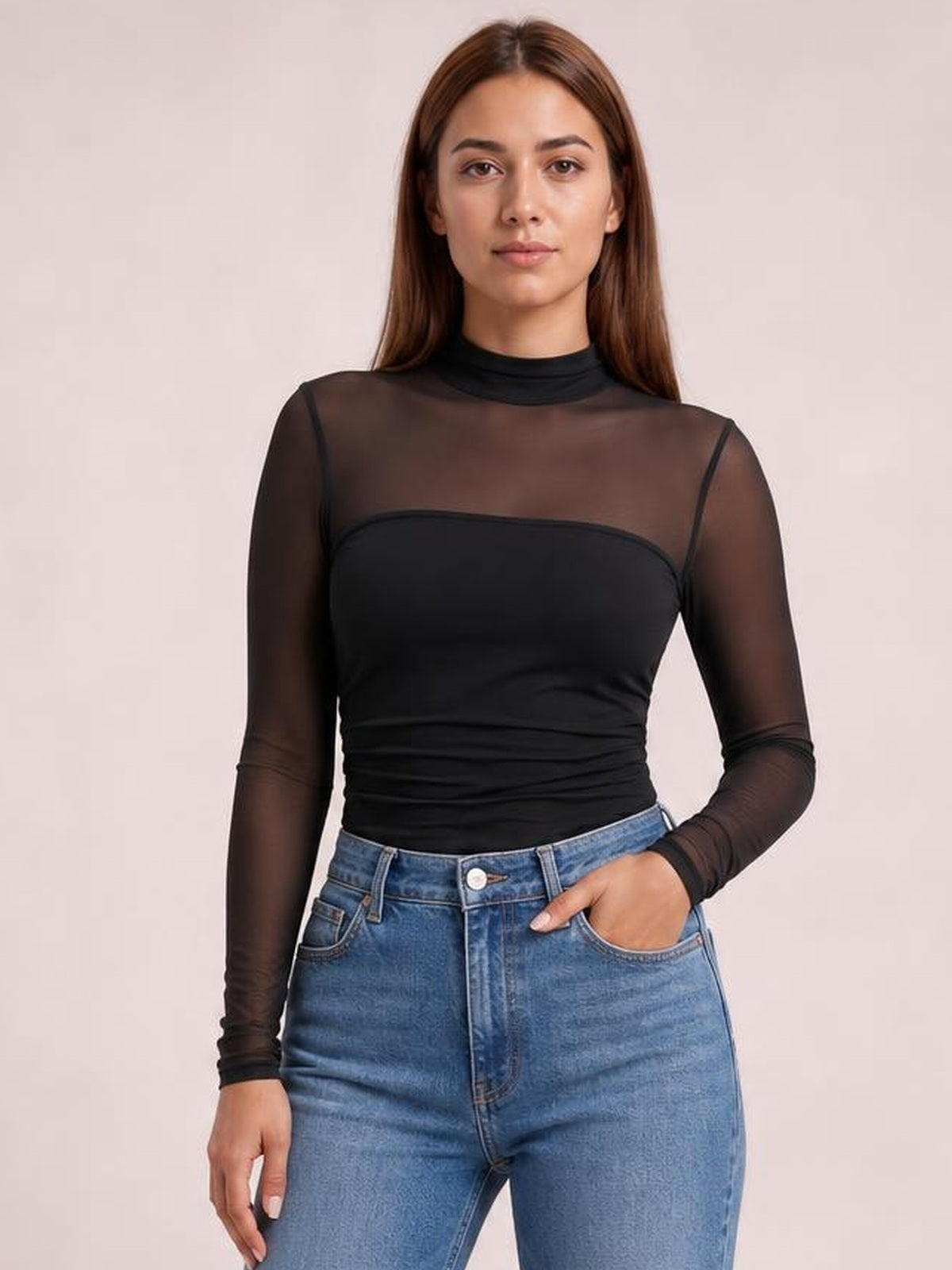Mock Neck Long Sleeve Top · Hero Full Body