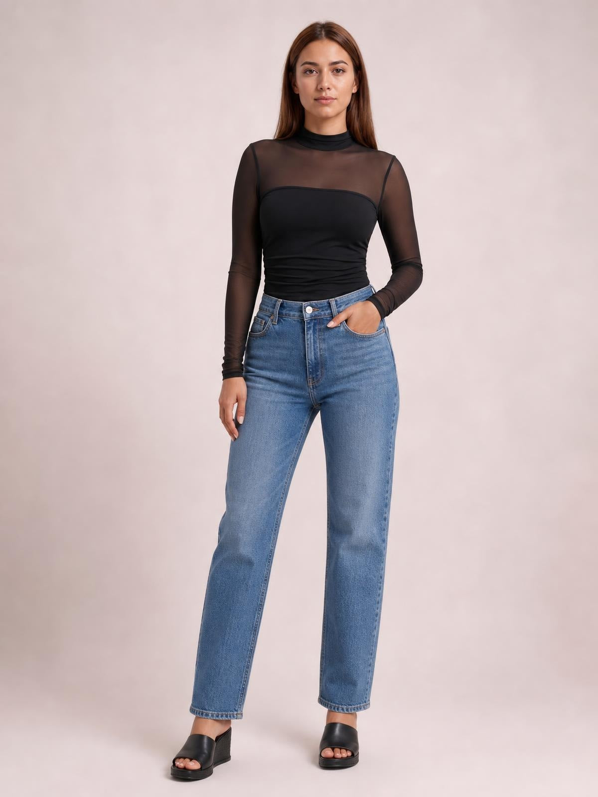 Mock Neck Long Sleeve Top · Hero Full Body