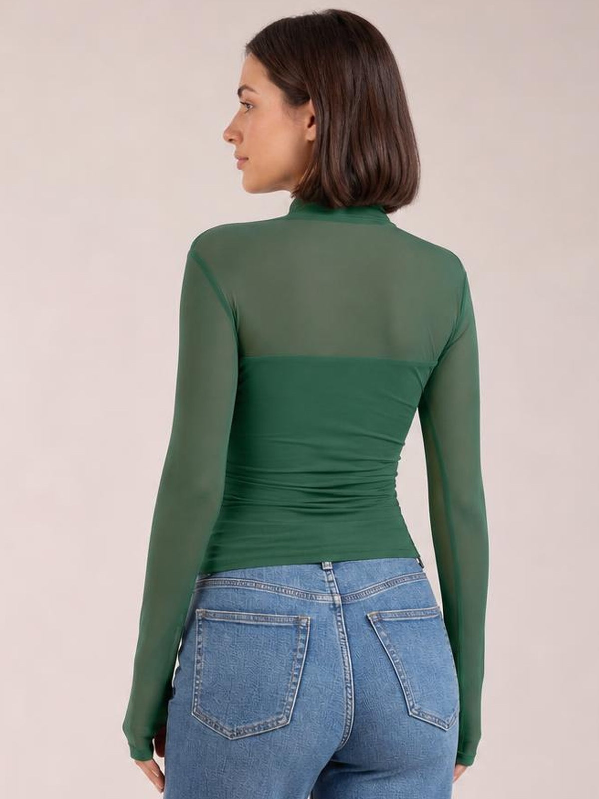 Mock Neck Long Sleeve Top · Back View