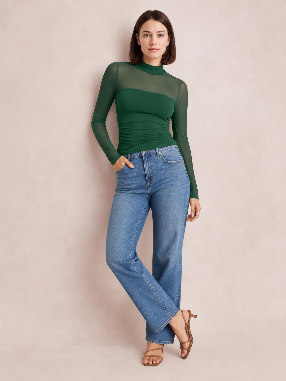 Mock Neck Long Sleeve Top · Studio Prop Pose