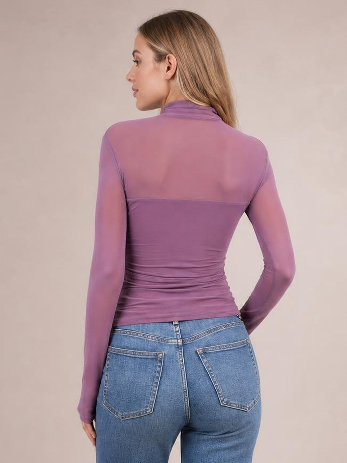 Mock Neck Long Sleeve Top · Back View