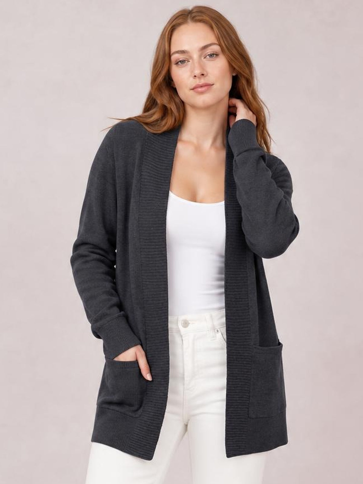 Open Front Long Sleeve Sweater Cardigan · Rule Full Body - Medium / Three-Quarter