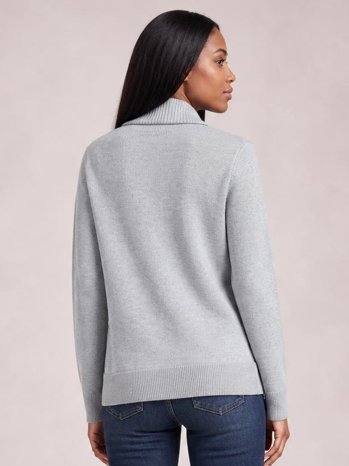 Open Front Long Sleeve Sweater Cardigan · Rule Full Body - Back View