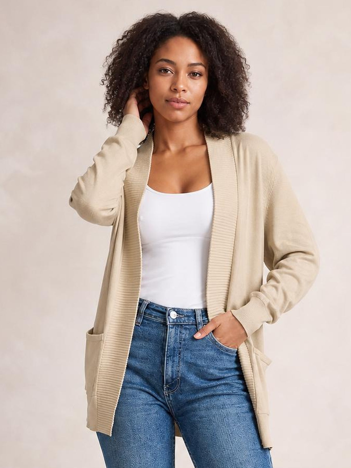 Open Front Long Sleeve Sweater Cardigan · Rule Full Body - Medium / Three-Quarter
