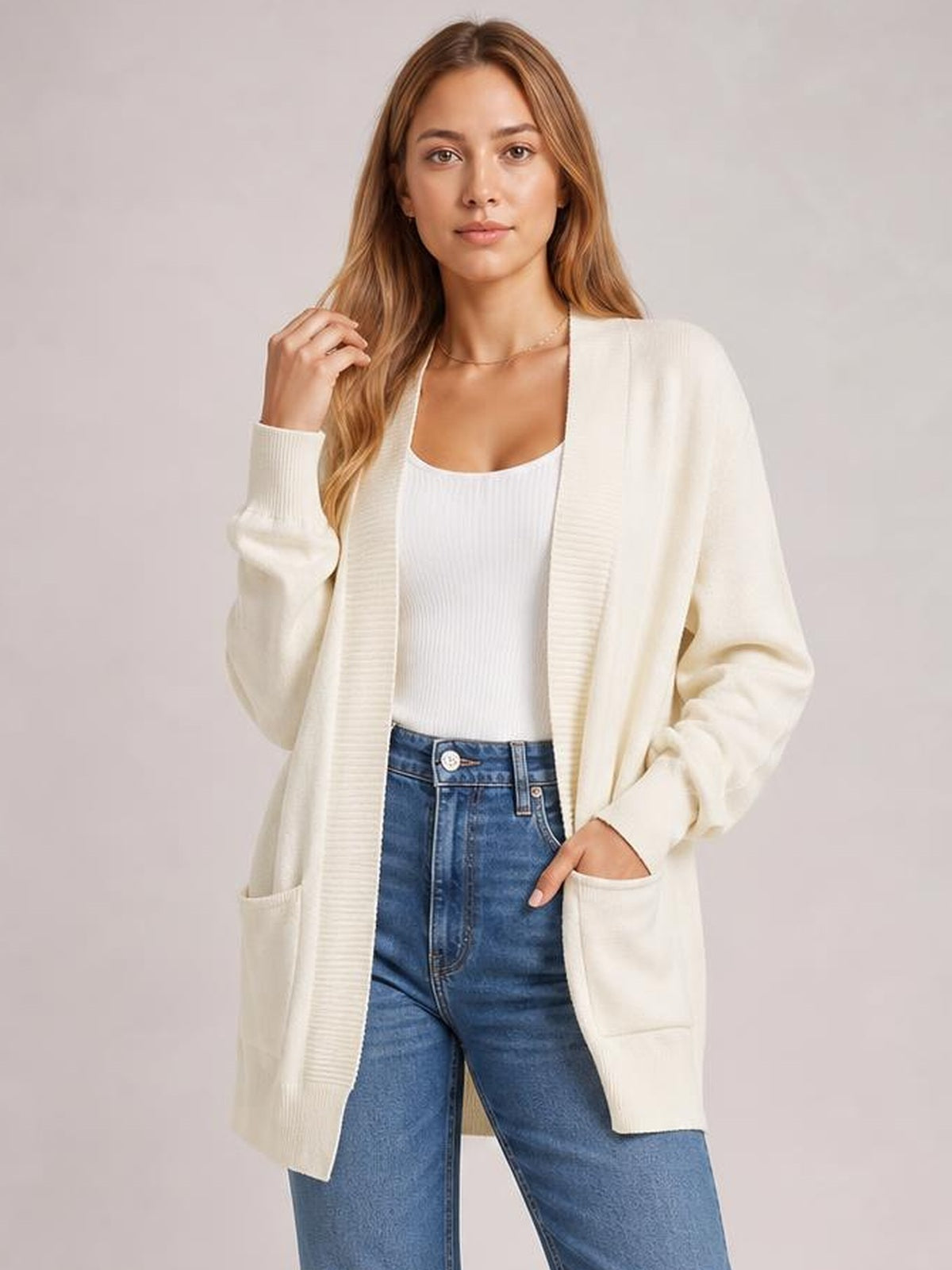Open Front Long Sleeve Sweater Cardigan · Rule Full Body - Medium / Three-Quarter