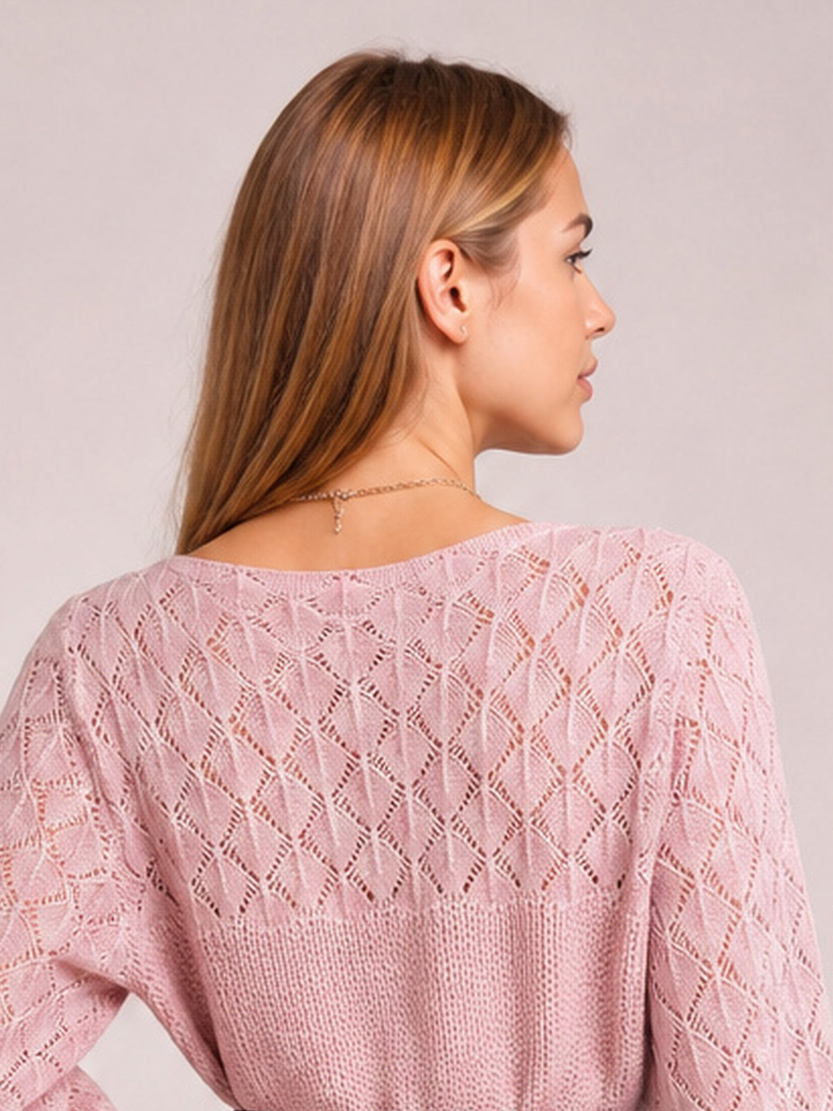Openwork Boat Neck Sweater Dress-Soulshine Design