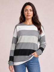 Striped Slit Long Sleeve T-Shirt · Hero Full Body