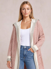 Pocketed Contrast Long Sleeve Hooded Cardigan · Rule Full Body - Hero Full Body