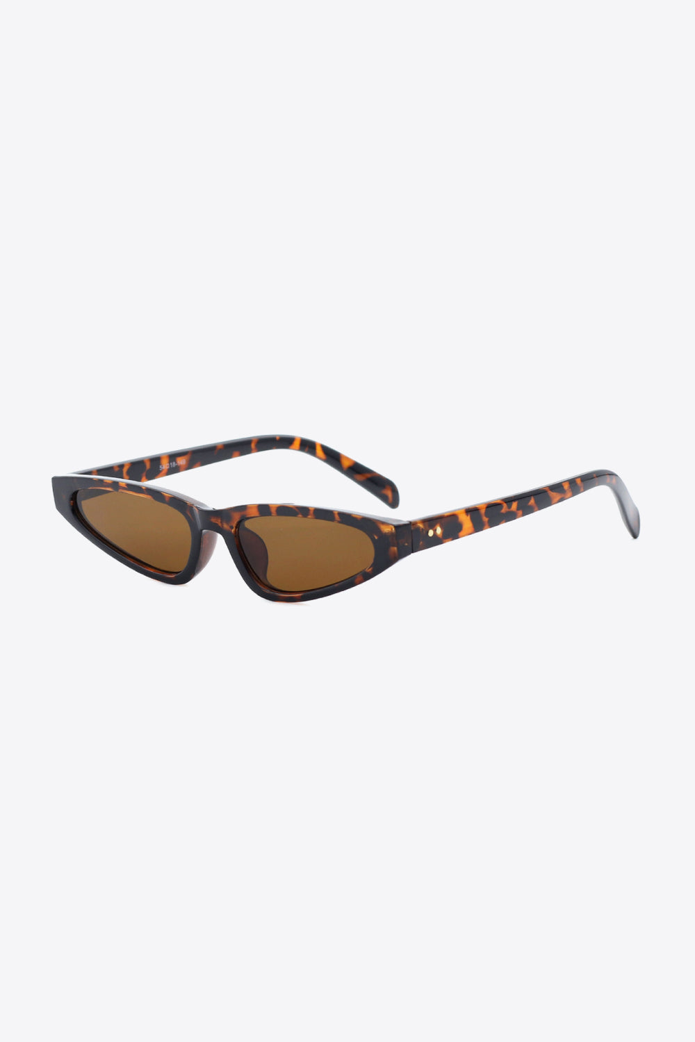 Tortoiseshell cat-eye sunglasses feature a gently upswept silhouette, sleek polycarbonate frame and temples, and warm brown acetate lenses.