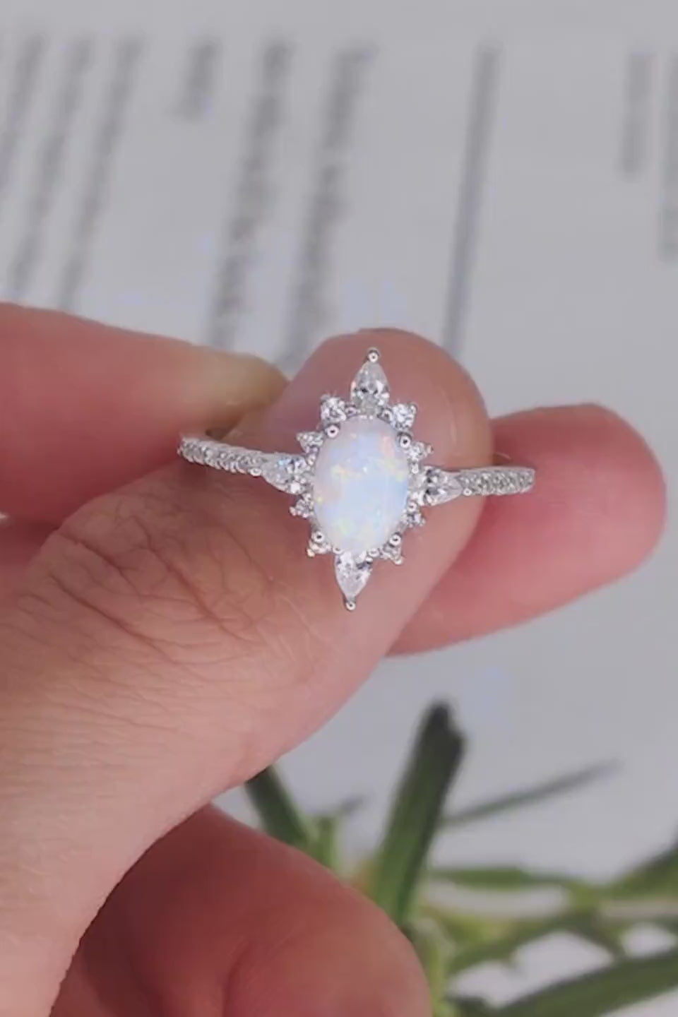 Load video: Platinum-Plated Opal and Zircon Ring