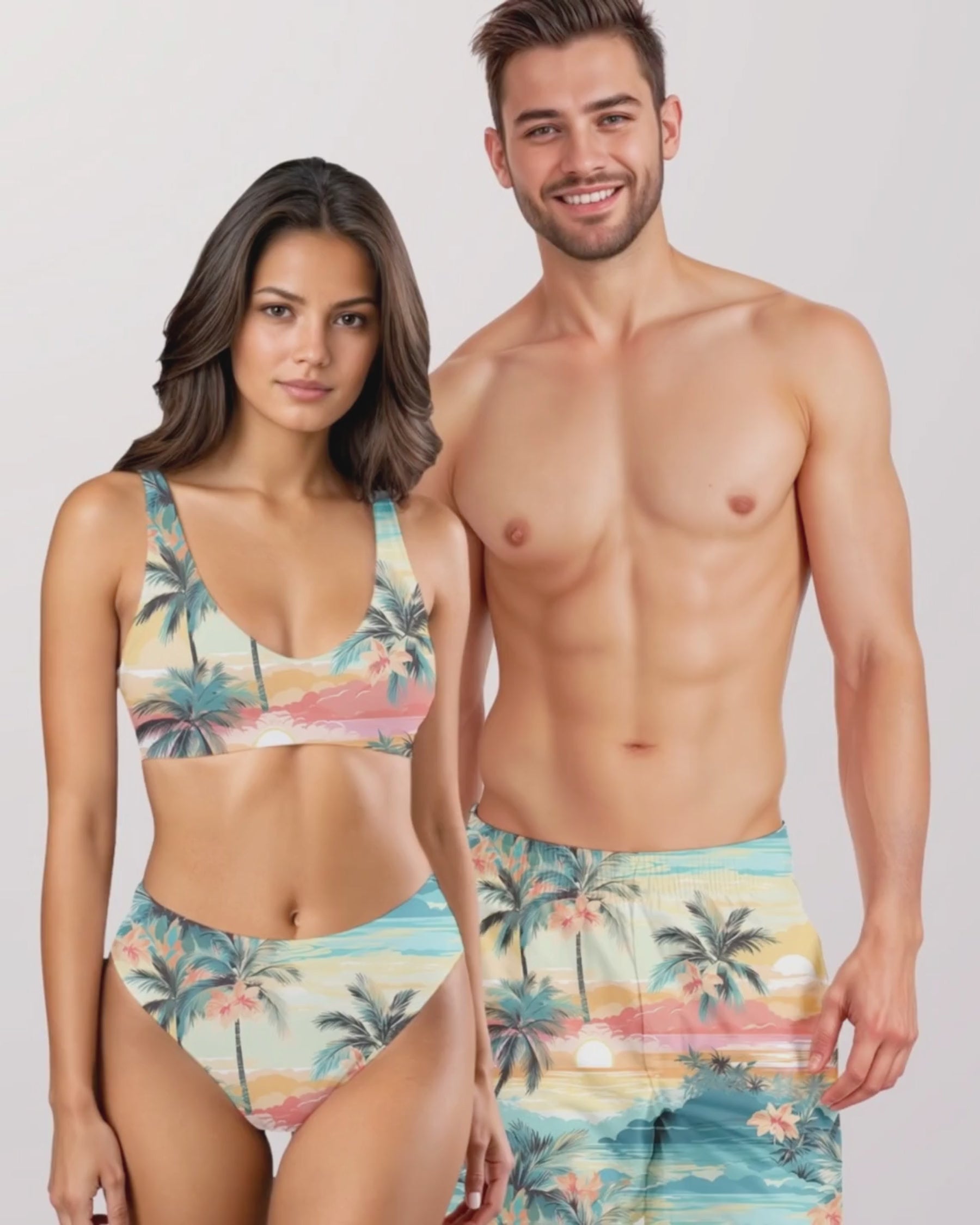 Load video: Couples Matching Swimsuits - Tropical Beach V