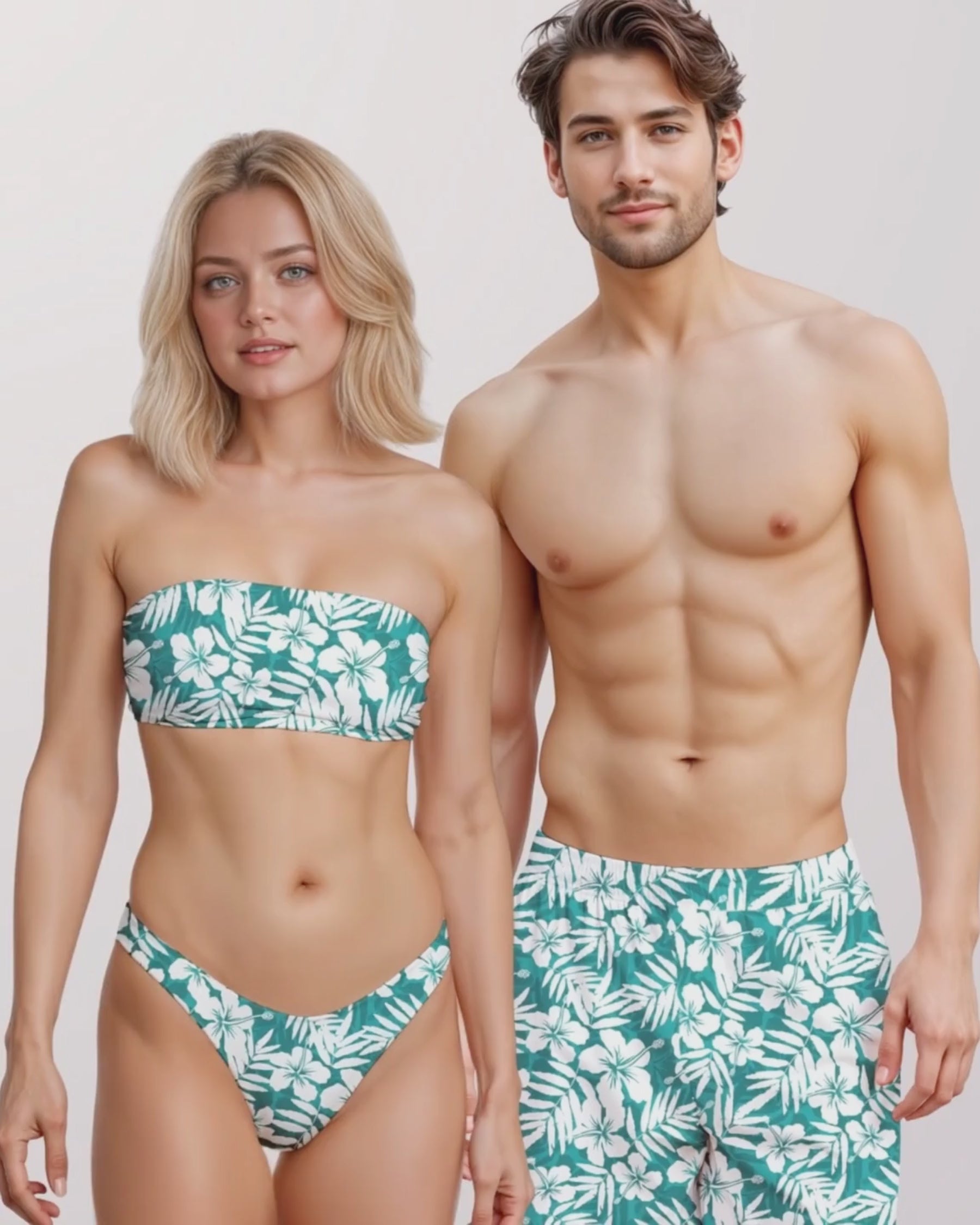 Load video: Couples Matching Swimsuits - Hawaiian Tropix II