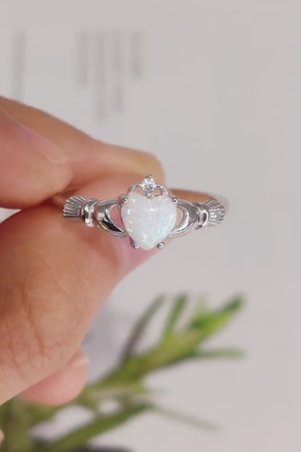 Load video: 925 Sterling Silver Heart Opal Ring