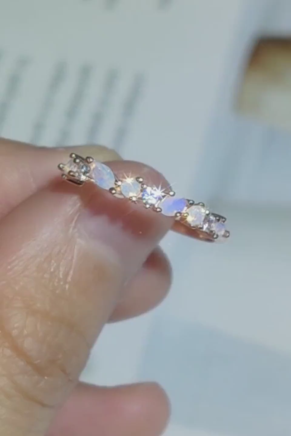 Load video: Moonstone and Zircon Decor Ring