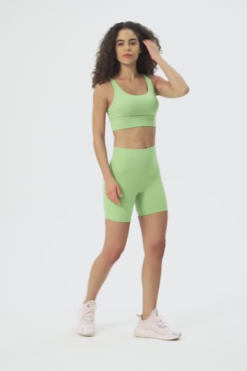 Load video: Wide Waistband Biker Shorts