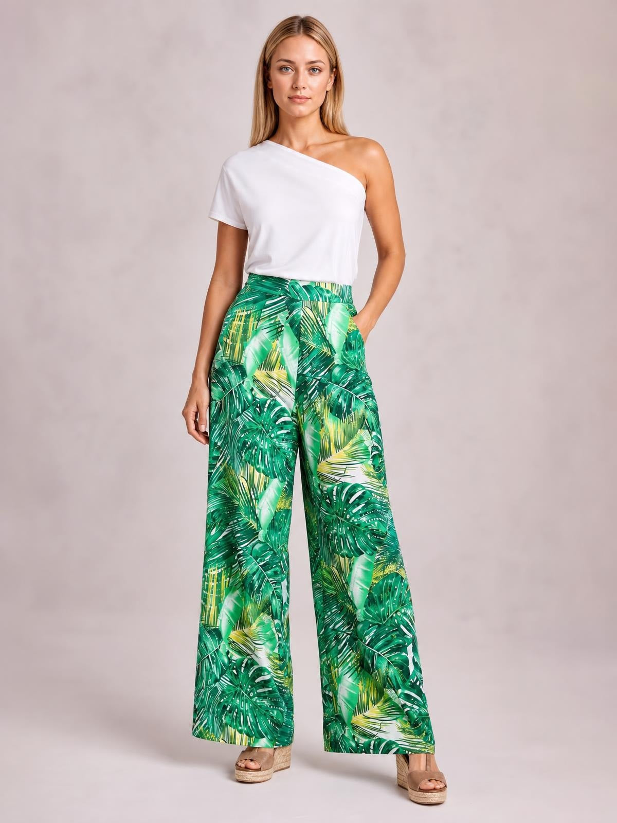 Printed High Waist Wide Leg Pants · Hero Full Body