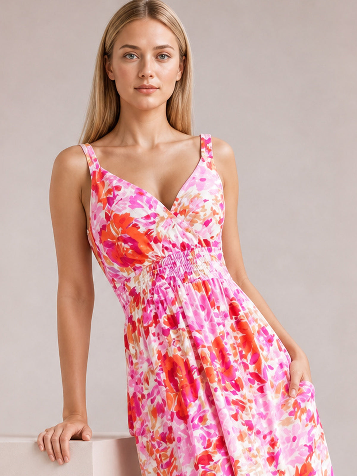 Printed Spaghetti Strap Maxi Dress-Soulshine Design