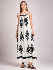 Printed Spaghetti Strap Sleeveless Maxi Dress-Dust Storm-S-Soulshine Design