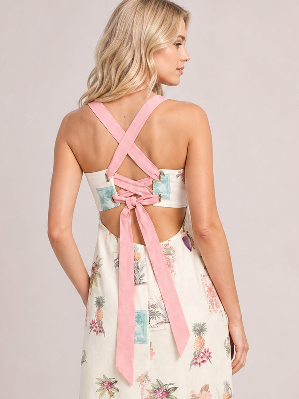 Printed Square Neck Summer Midi Dress-Soulshine Design