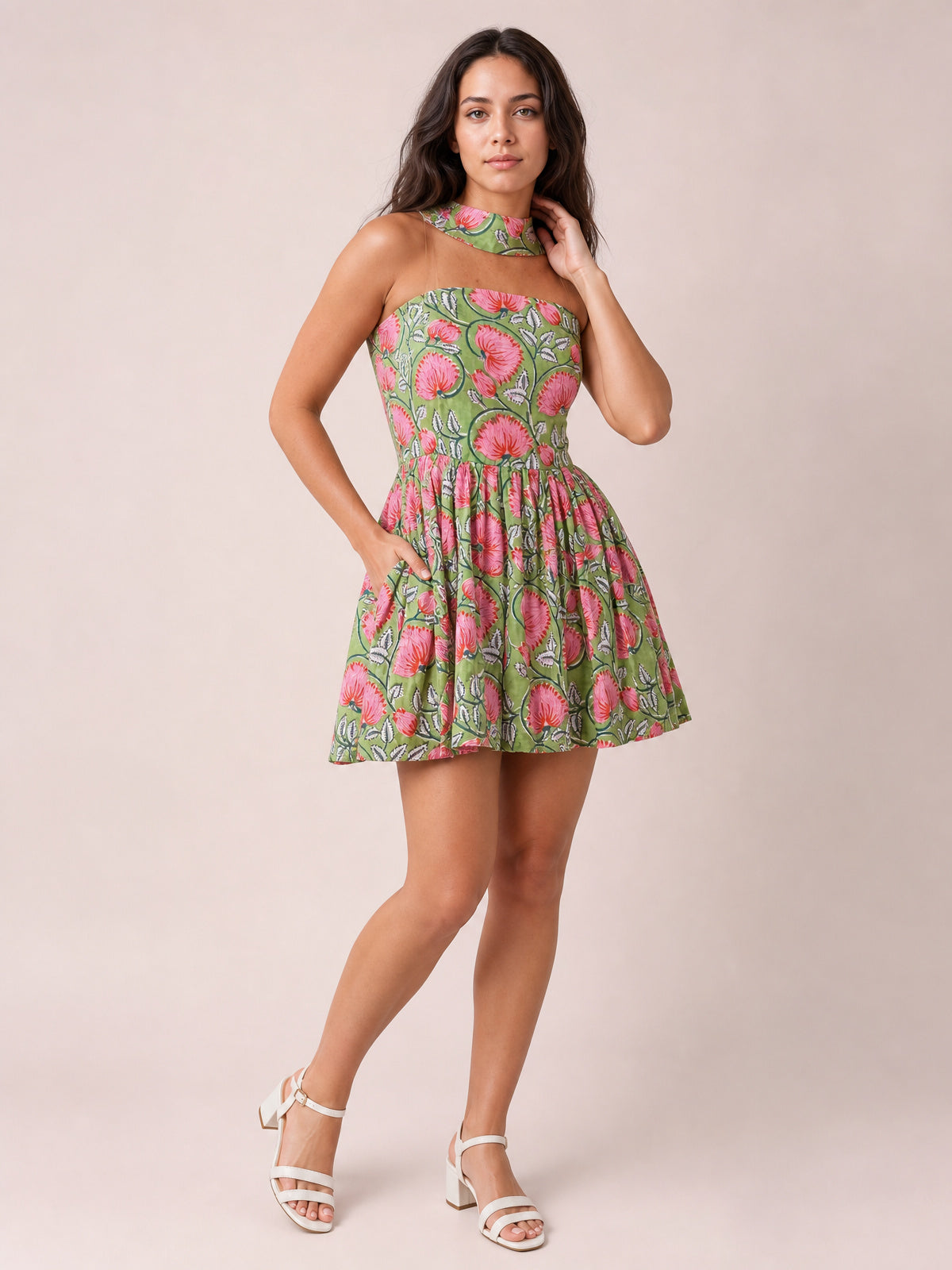 Printed Tube Mini Dress-Matcha Green-S-Soulshine Design