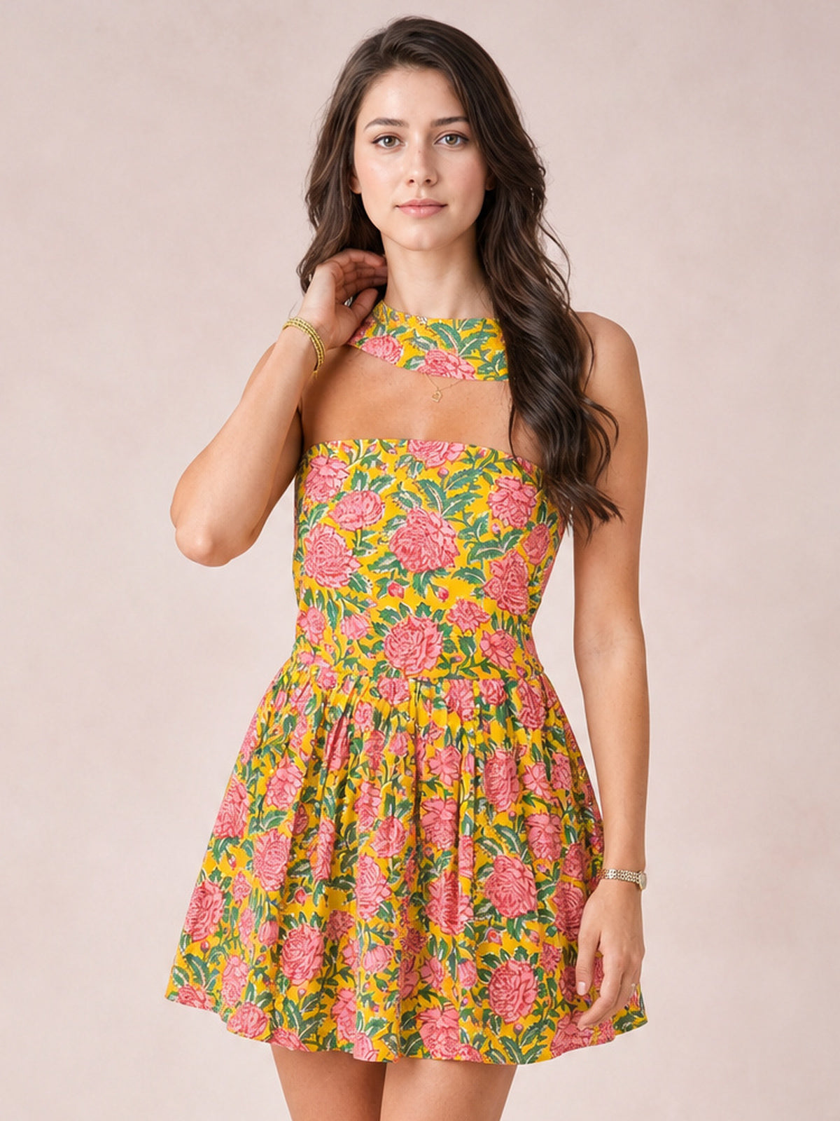 Printed Tube Mini Dress-Tangerine-S-Soulshine Design