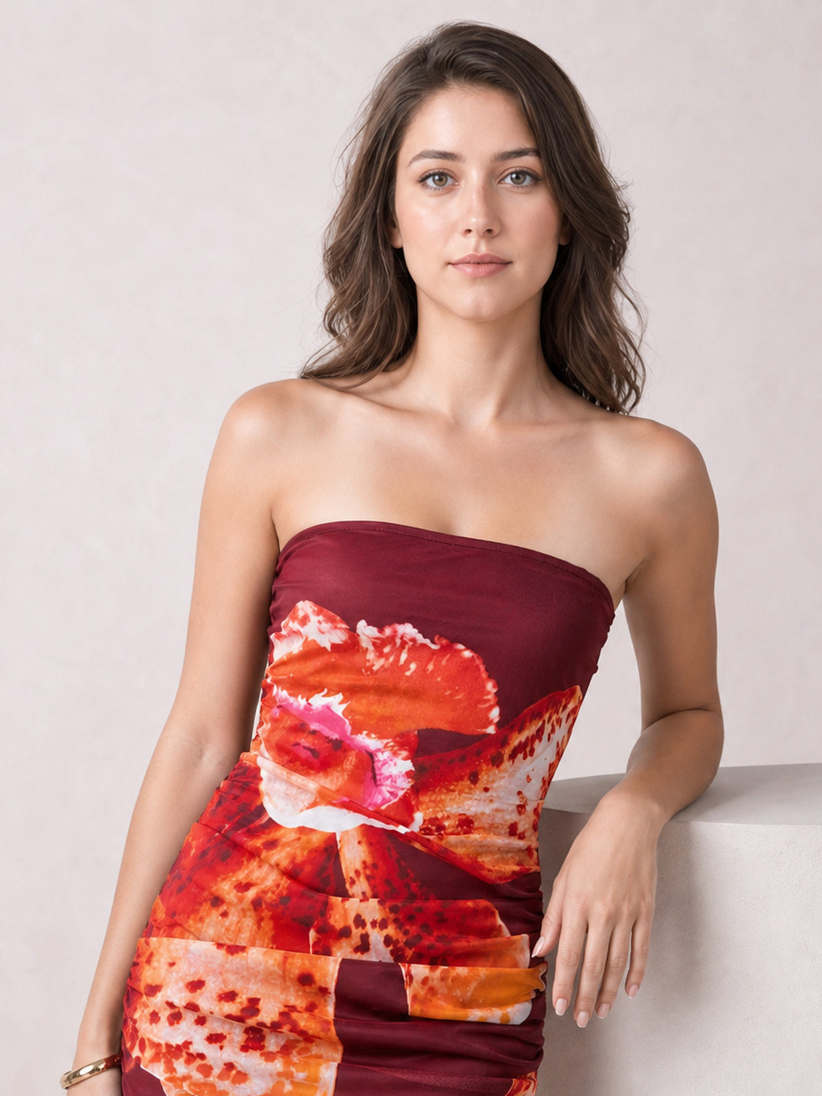 Printed Tube Sleeveless Maxi Dress-Soulshine Design