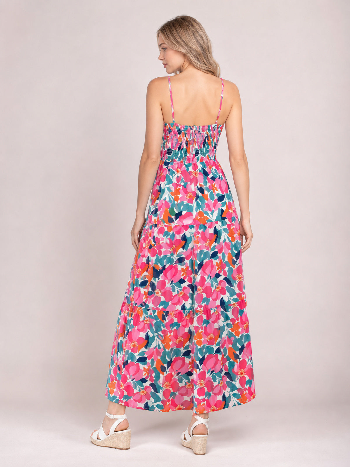 Printed V-Neck Maxi Cami Dress-Soulshine Design
