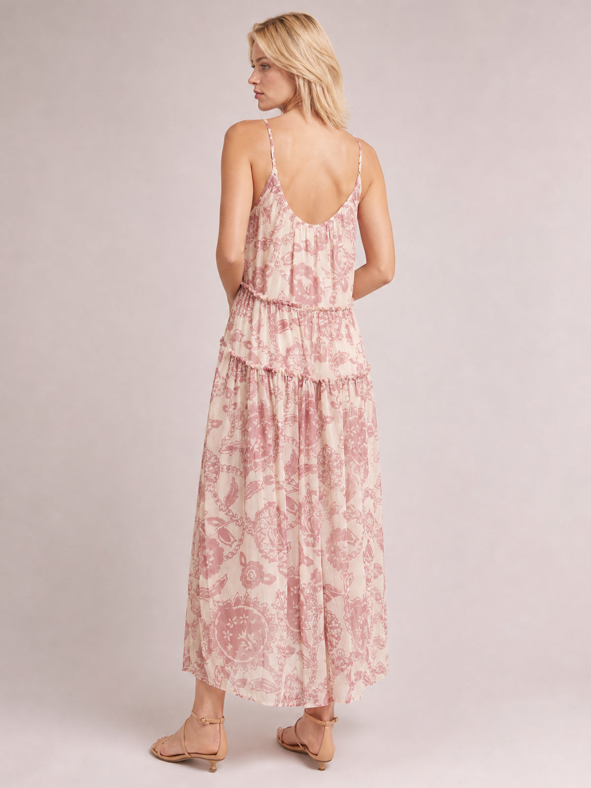 Printed V-Neck Sleeveless Dress-Soulshine Design