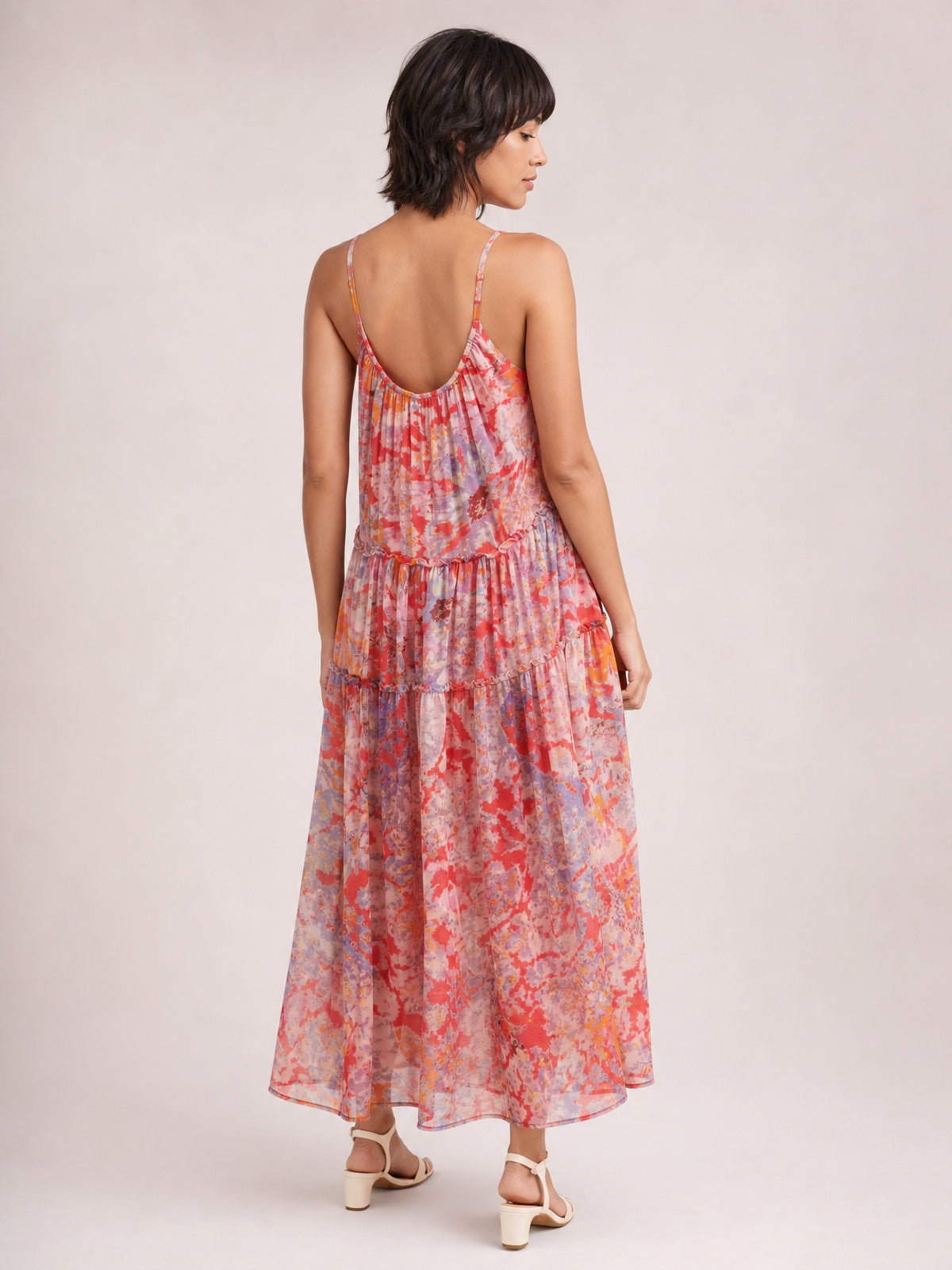 Printed V-Neck Sleeveless Dress-Soulshine Design