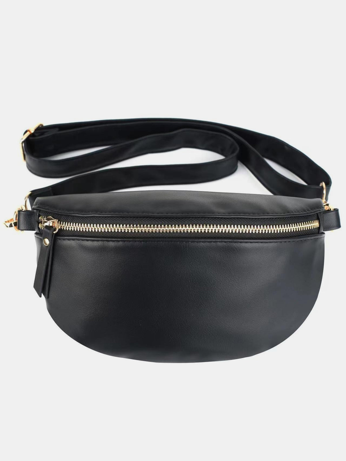 PU Leather Adjustable Strap Crossbody Bag-Black-OS-Soulshine Design