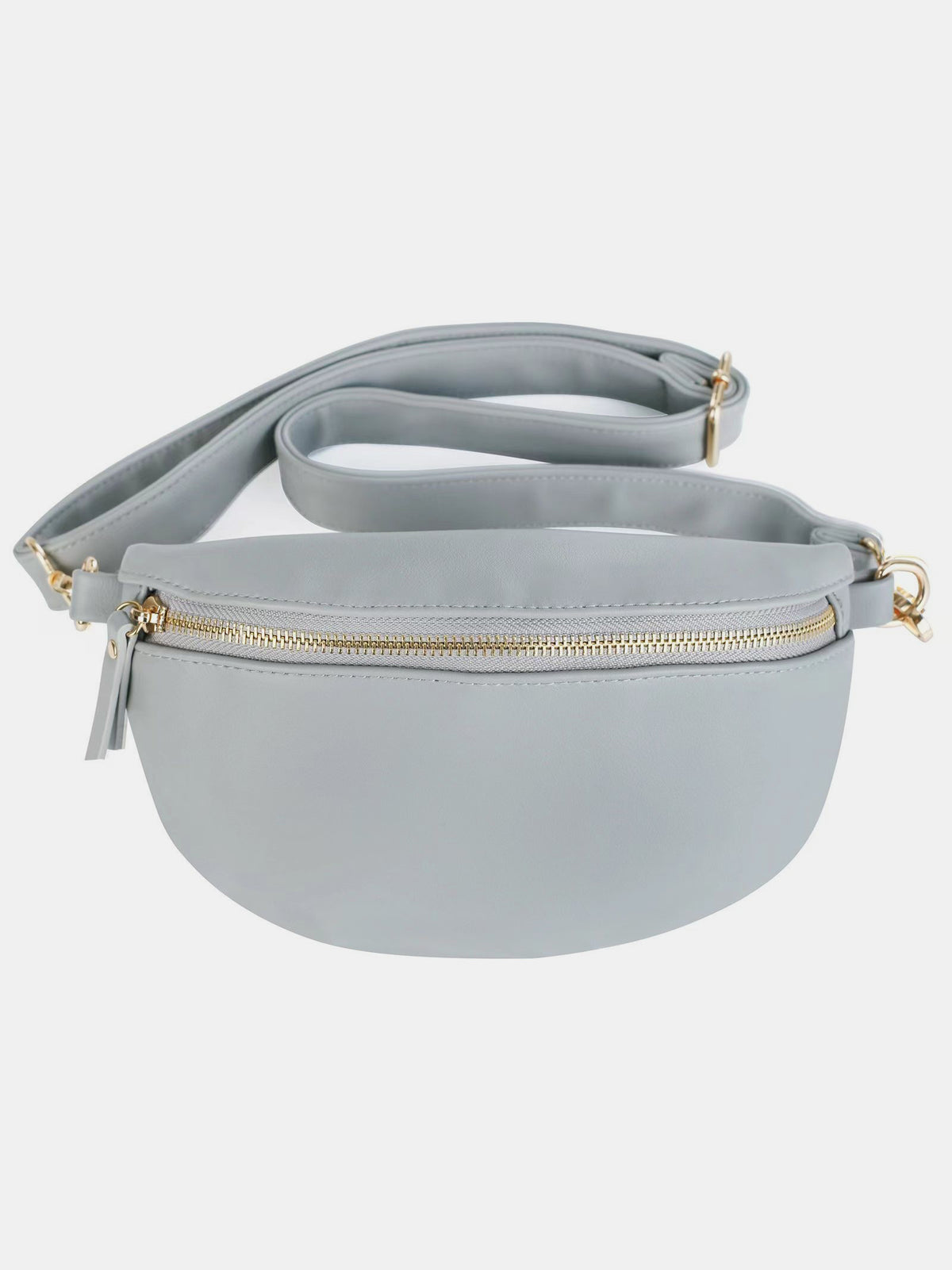 PU Leather Adjustable Strap Crossbody Bag-Light Gray-OS-Soulshine Design