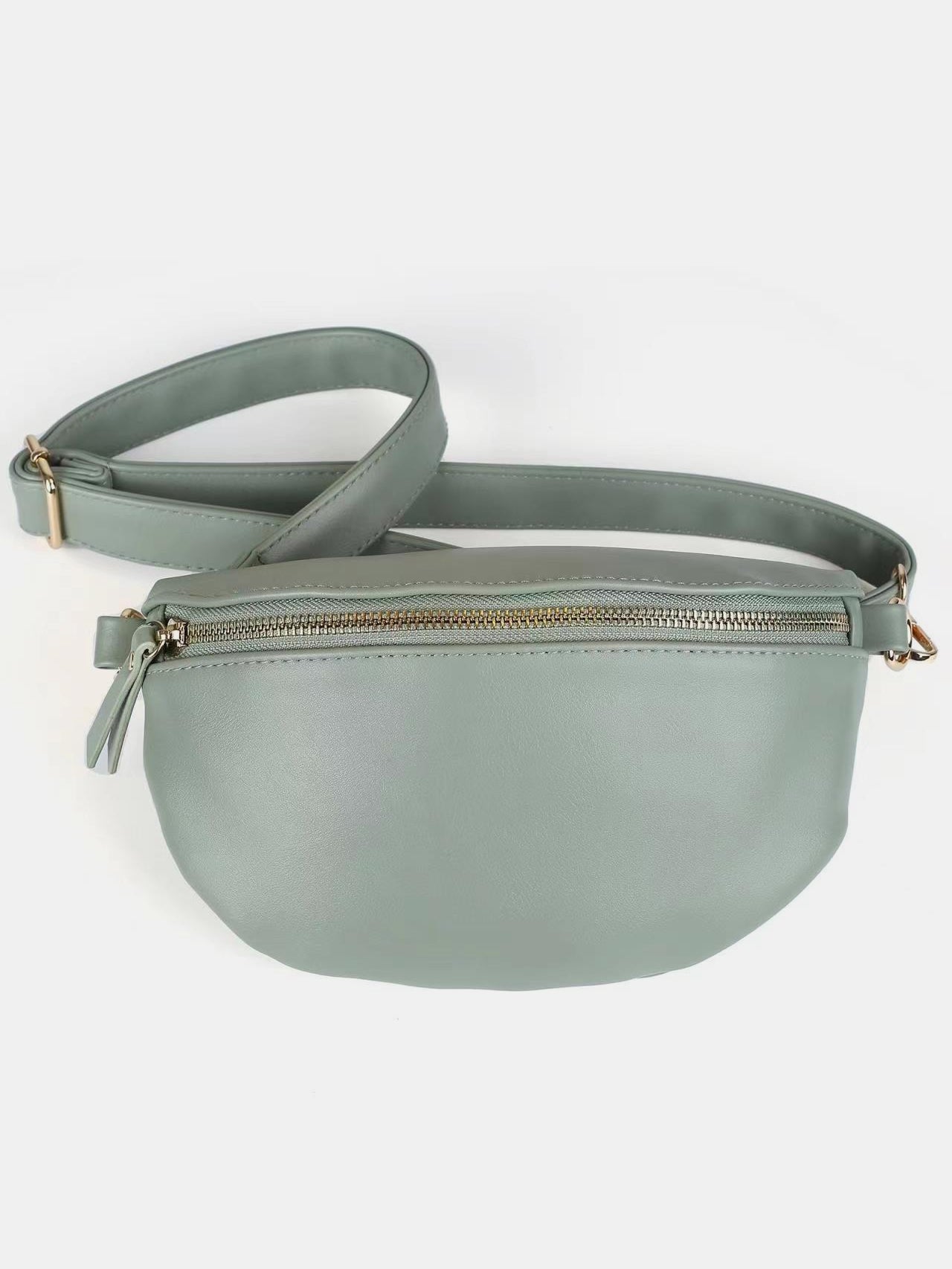 PU Leather Adjustable Strap Crossbody Bag-Sage-OS-Soulshine Design