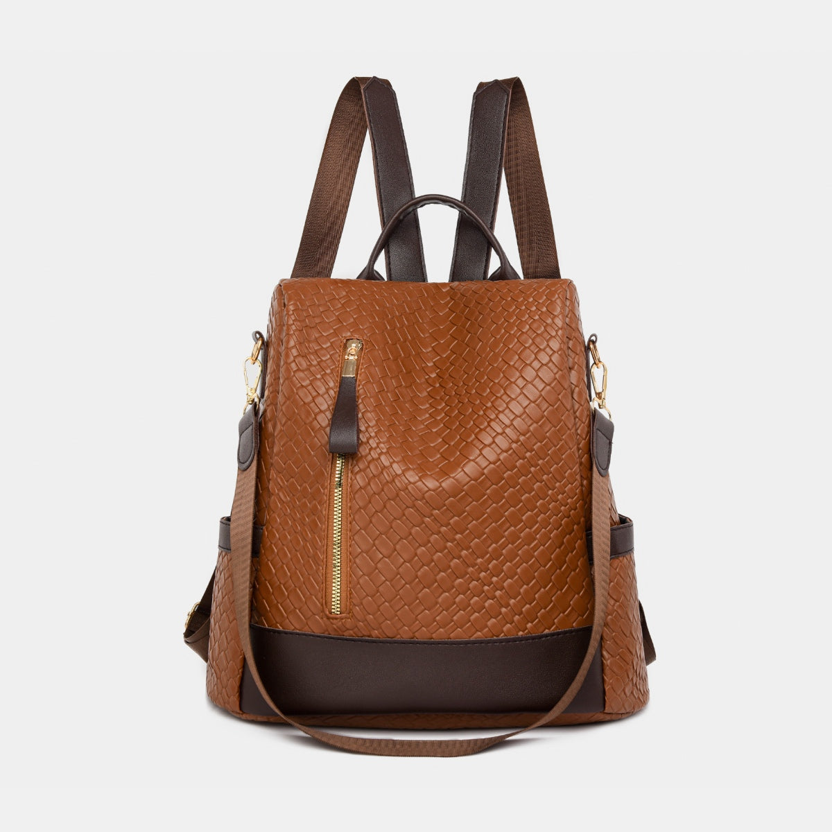 PU Leather Backpack Bag-Brown-OS-Soulshine Design