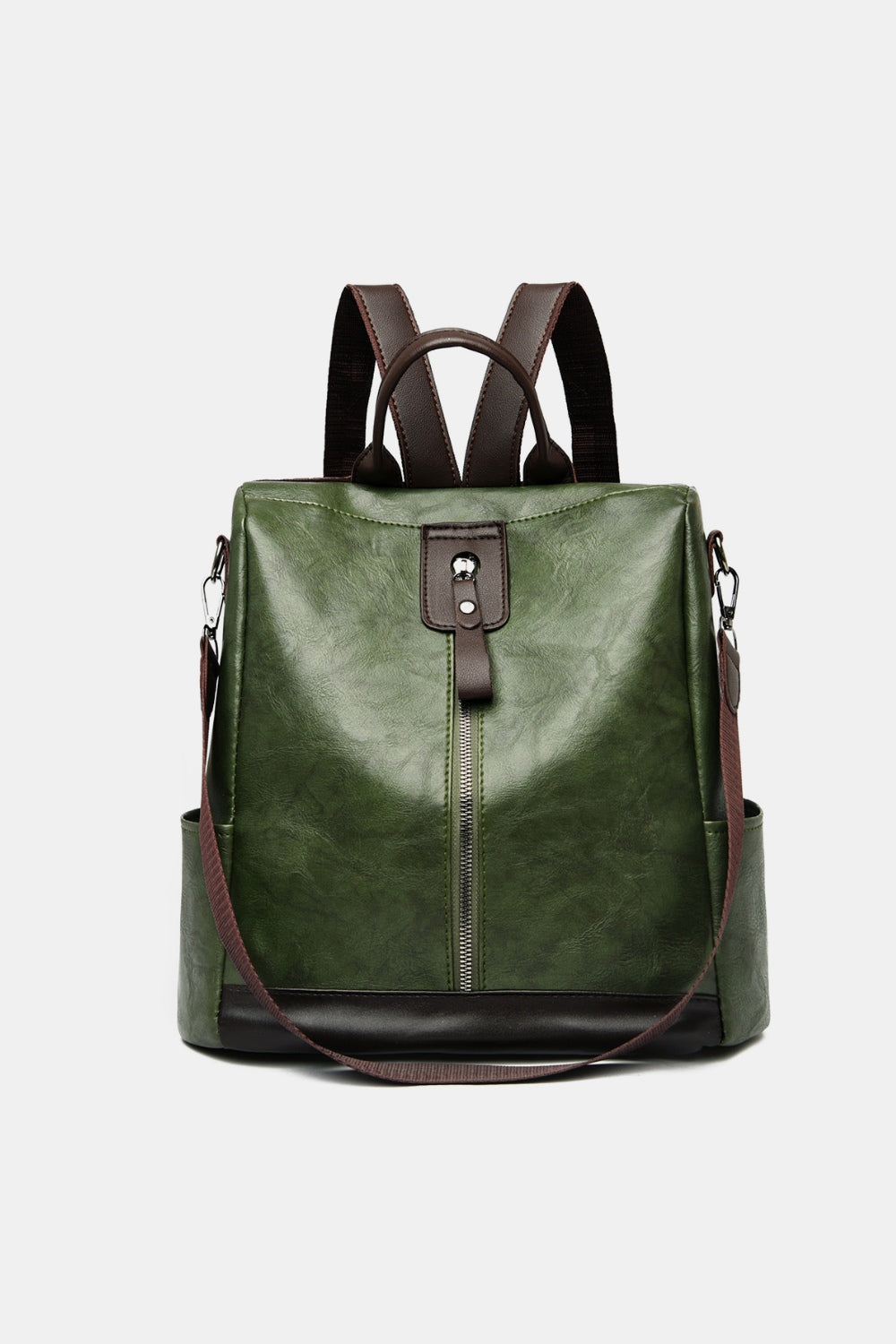 PU Leather Backpack Bag-Dark Green-OS-Soulshine Design