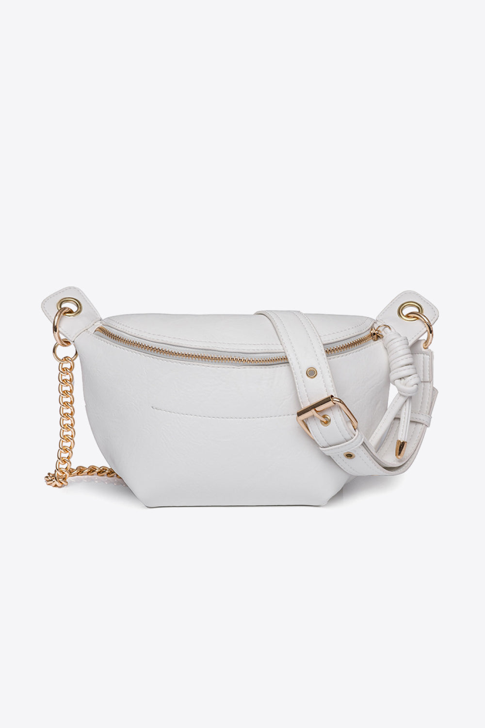 PU Leather Chain Strap Crossbody Bag-White-OS-Soulshine Design