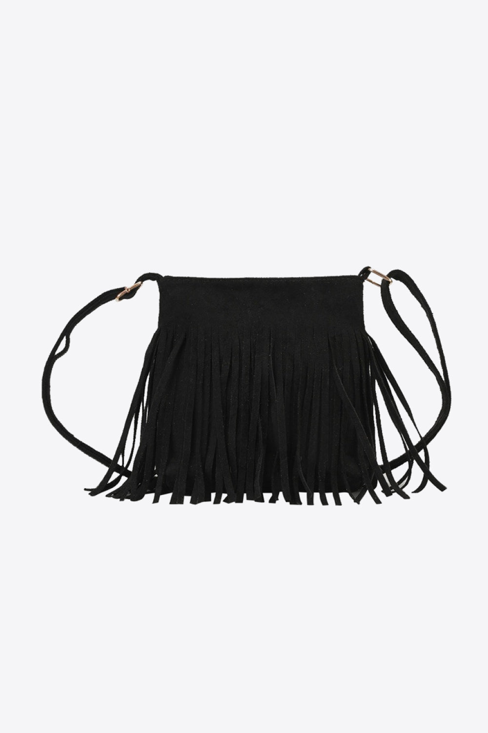 PU Leather Crossbody Bag with Fringe-Black-OS-Soulshine Design