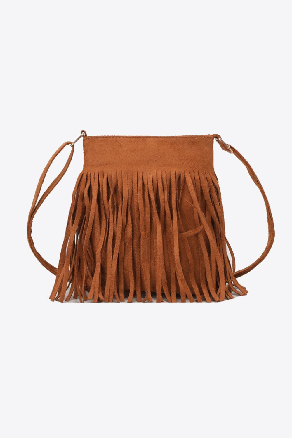 PU Leather Crossbody Bag with Fringe-Brown-OS-Soulshine Design