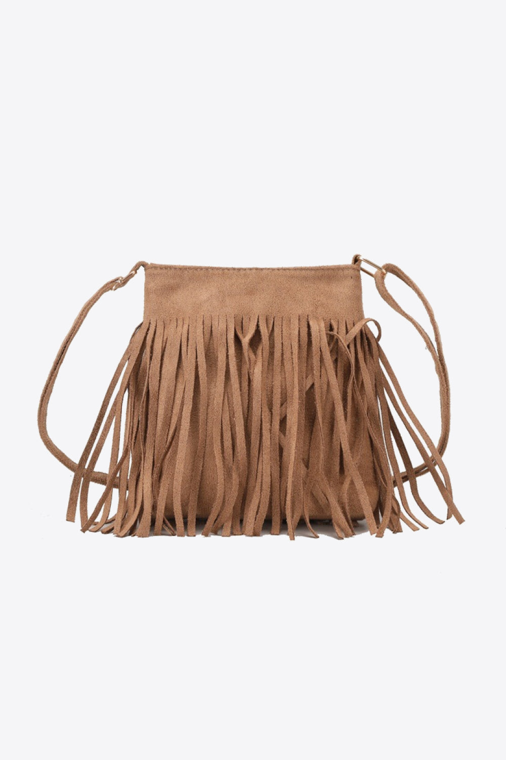 PU Leather Crossbody Bag with Fringe-Caramel-OS-Soulshine Design