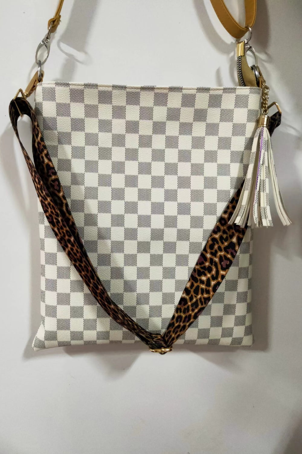PU Leather Shoulder Bag with Tassel-Cream-OS-Soulshine Design